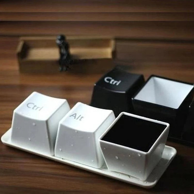 Black Creative Office Keyboard Tea Cup